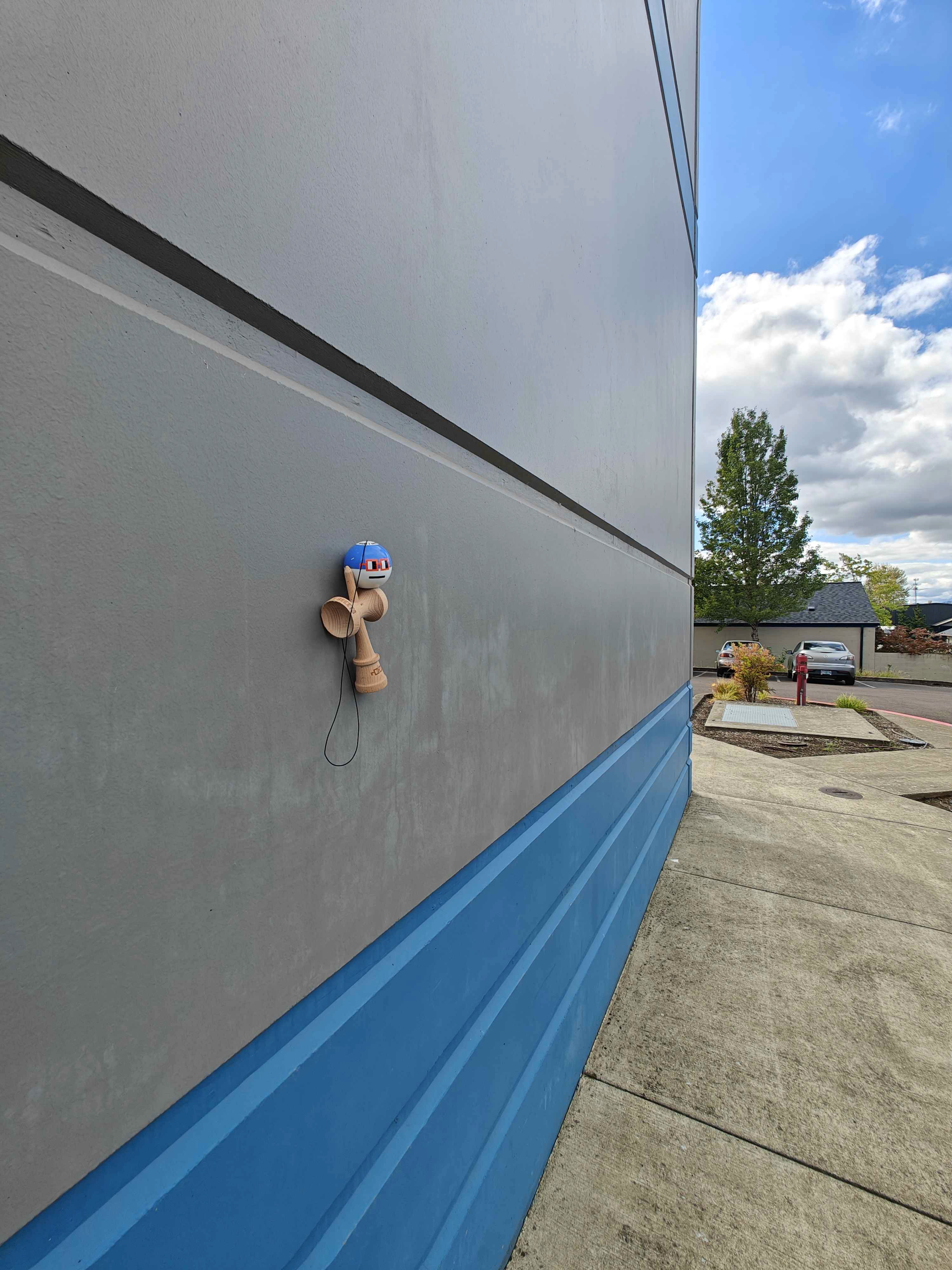 Kendama mounted on an event wall