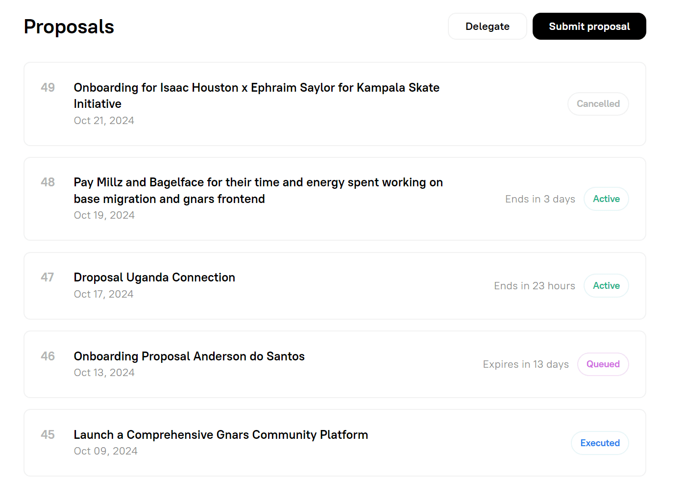 Kendama DAO governance proposals