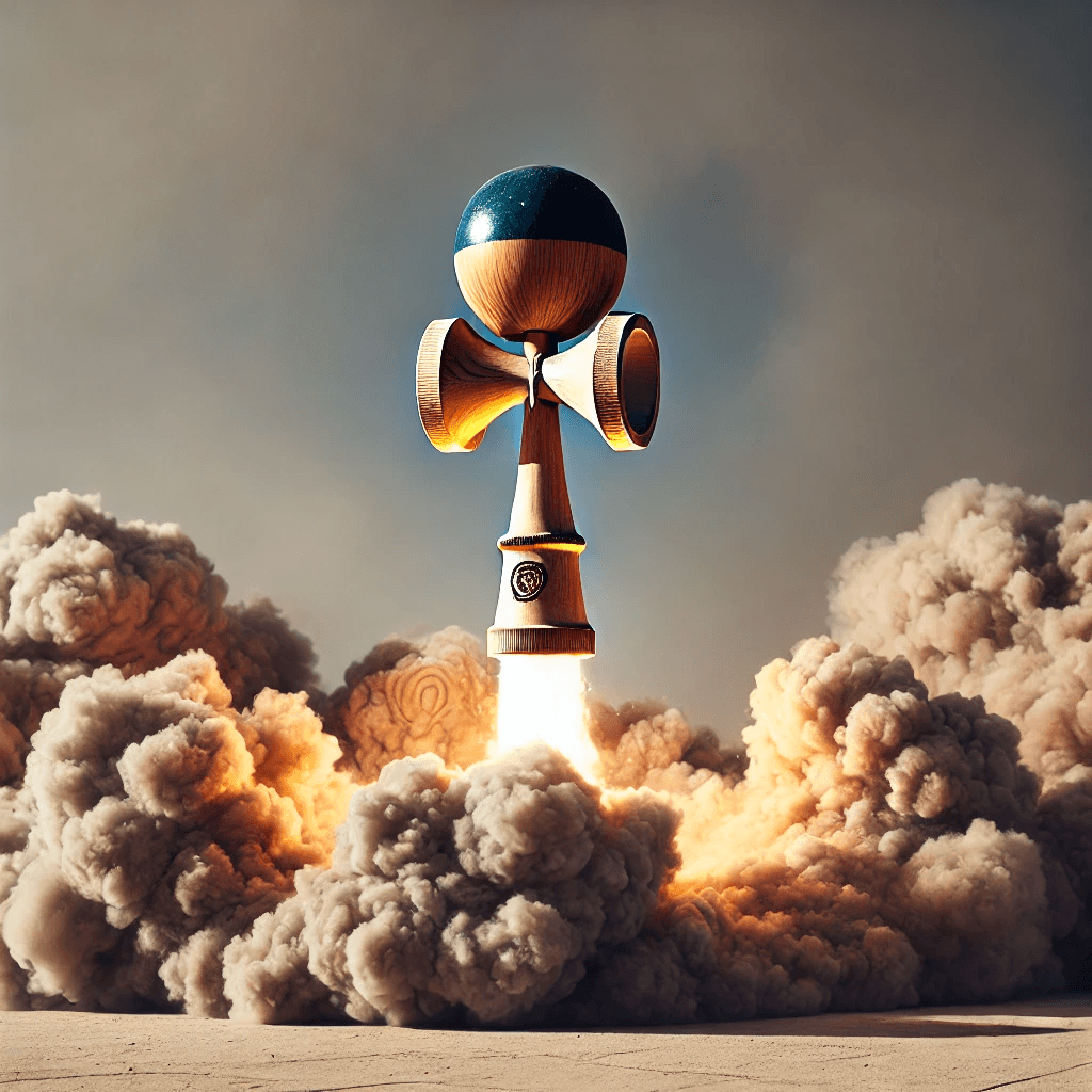 A kendama launching like a rocket